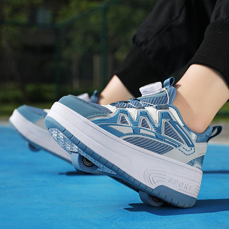 Обувь для роликовых коньков для мальчиков и подростков Съемные плоские туфли Колеса для роликовых коньков для девочек Кроссовки для детей