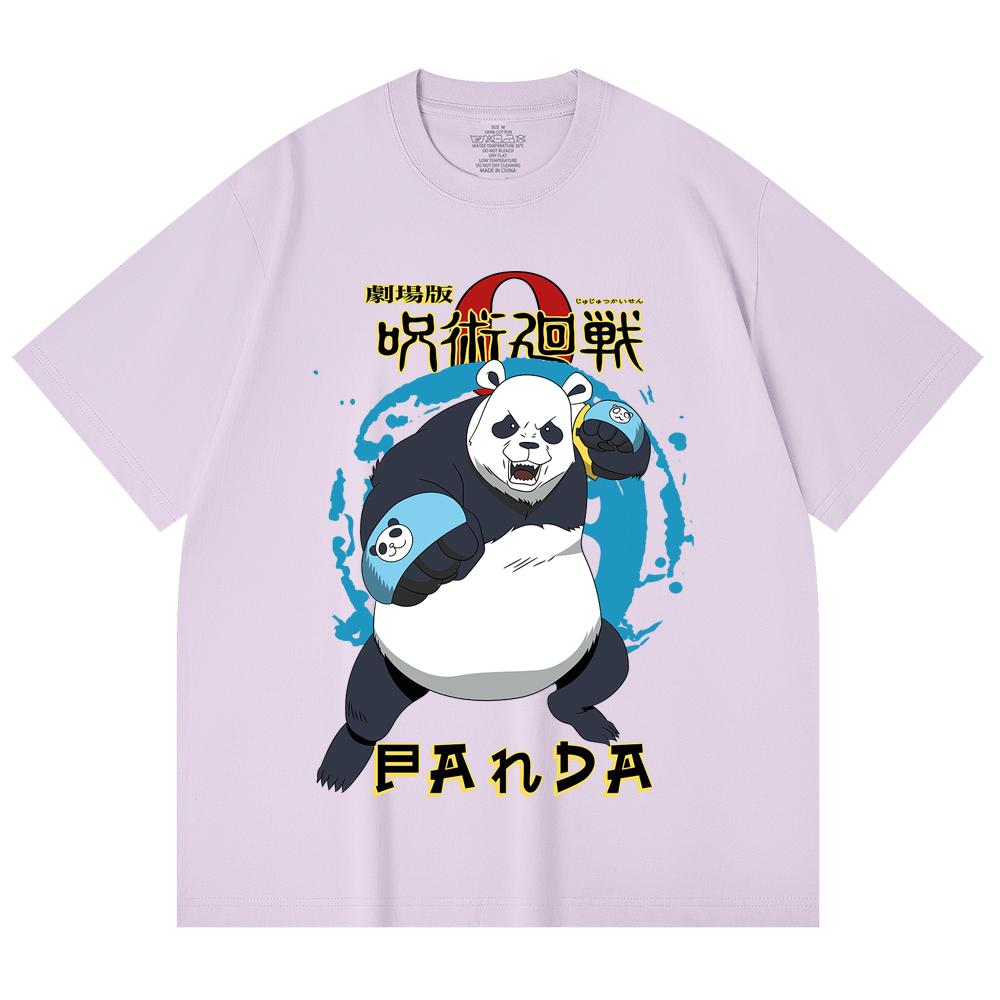 230 Gsm 100% Cotton Jujutsu Kaisen V62 Panda Print Unisex Heavy Cotton T Shirt