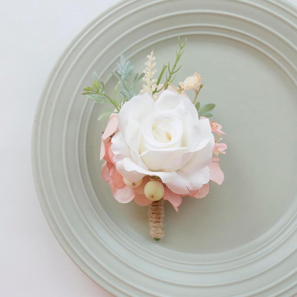 MAFELOE Набор свадебных браслетов и бутоньеров Искусственные цветы розы Аксессуары для жениха невесты шаферов подружек невесты Свадебная вечеринка выпускной Костюм - Кремовый