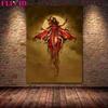 Friendship Between Angels and Demons Retro Art Print Mermaid Posters and Fairy Butterfly Retro Wall Oil Painting