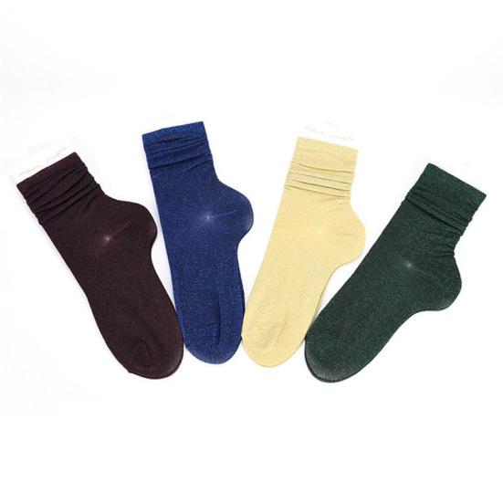 Модные женские блестящие носки, осенне-зимние однотонные повседневные носки, подарок