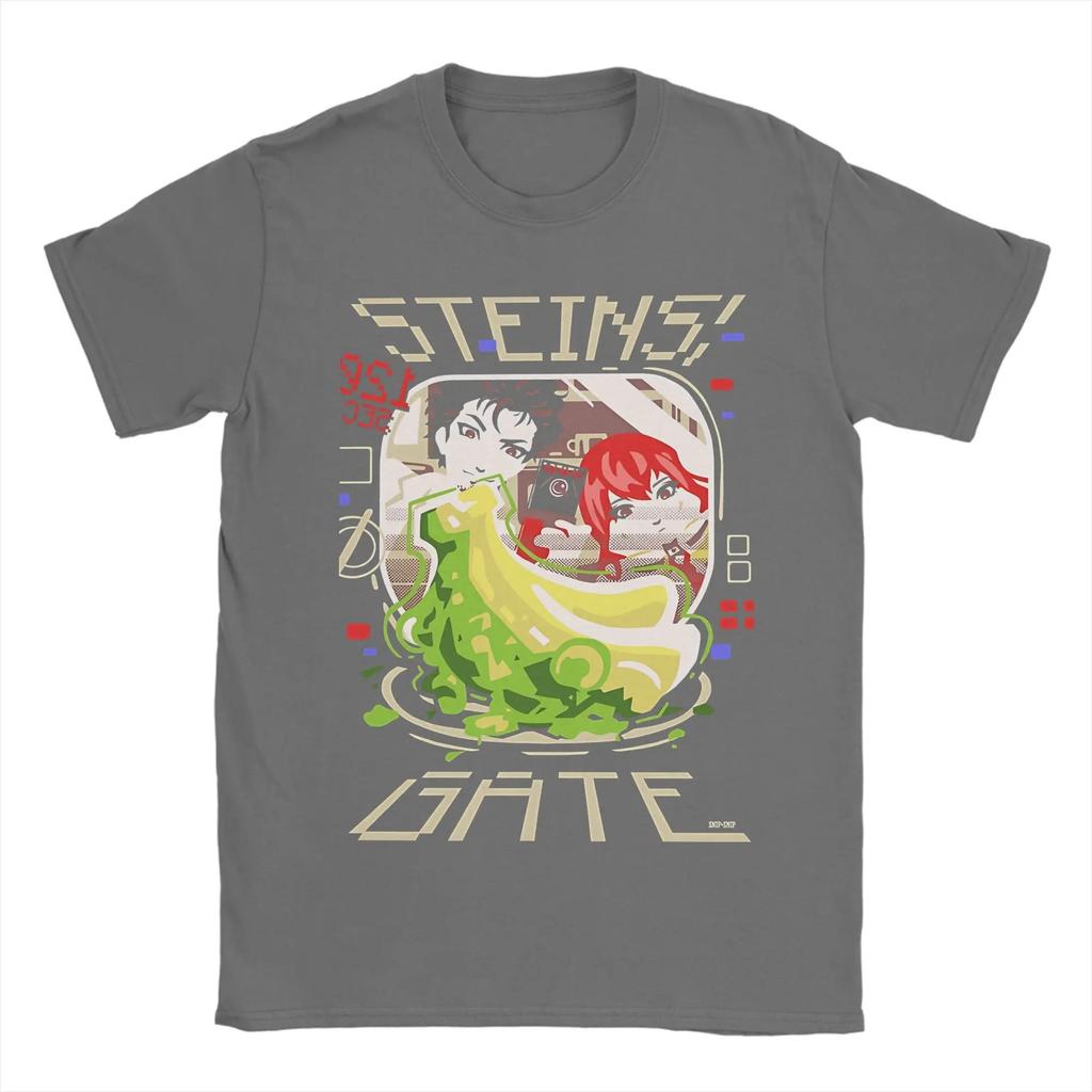 Игровой футболка Steins Gate Летняя Сумасшедший Ученый Харадзюку Футболки Мужские Хлопок Удобный горячий продукт Y2k Короткий рукав Классическая футболка
