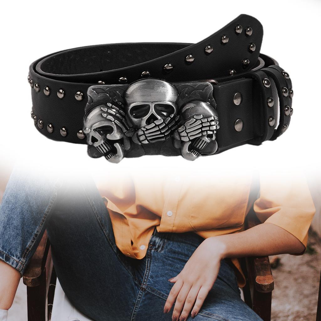 Skull Buckle Waist Chain Buckle Punk Chain Grunge Belt for Women Proms Club Party for Jeans Dresses Studded
