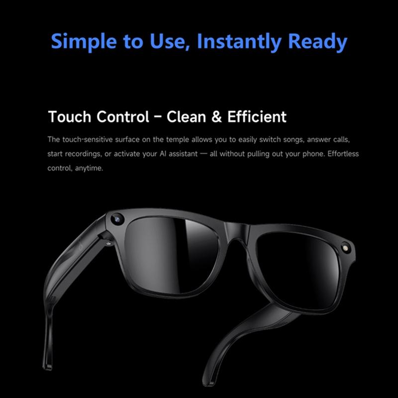 Smart 8K AI Glasses with 100W Camera Chat Gpt Touch Outdoor Sport Sunglasses Bluetooth Calling Music Player Image Stabilization for Men Women Gift