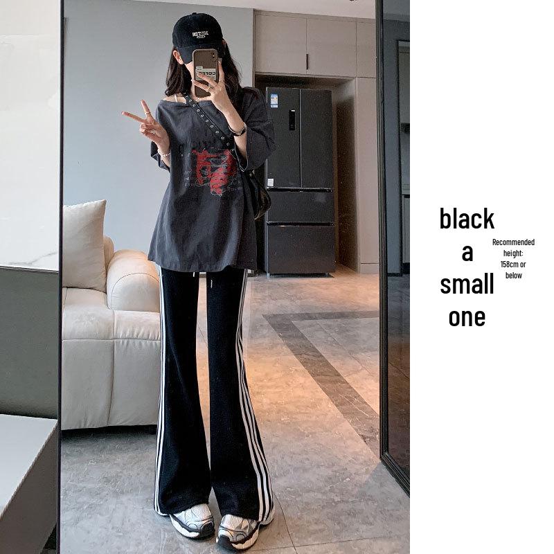 Хлопковые повседневные расклешенные брюки Mamba - Женские полосатые спортивные брюки с высокой талией (Коллекция осень/зима 2024)