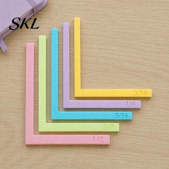 Precision Layering Guide for Scrapbooks 5 Pcs Paper Crafting Alignment Guides with Storage Case, Matting Art Spacers, Color-Coded L-Shaped Ruler Size