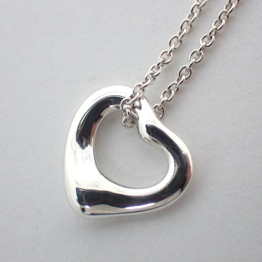 Pre-owned Tiffany & Co. Silver 925 Open Heart Pendant Necklace j56-10