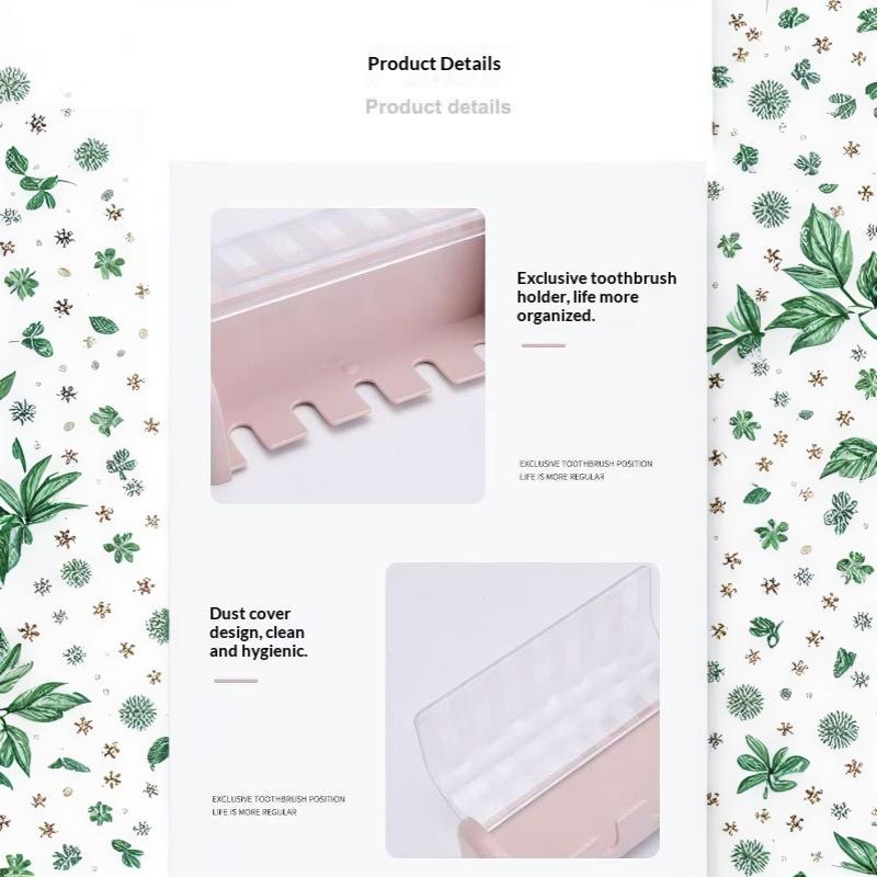 Removable Adhesive Toothbrush Holder Non-Marking No Drill Waterproof Wall Mount for Bathroom Use