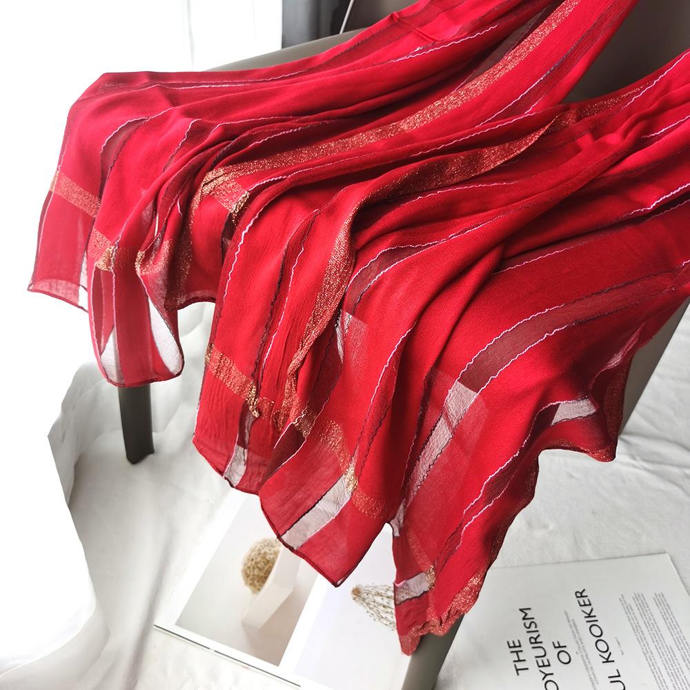 Шелковый шарф для женщин, новый весенне-осенний шарф с золотой нитью для женщин, шарф, шаль-ципао для головы