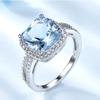 Gica Gema Real 925 Sterling Silver Rings For Women Gemstone Aquamarine Sky Blue Topaz Ring Cushion Romantic Gift Engagement Jewelry
