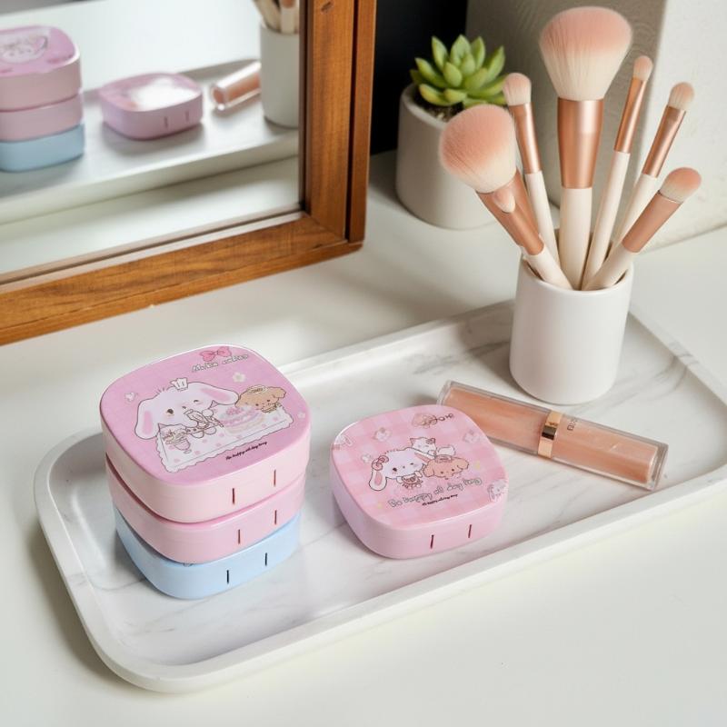 New Portable Contact Lens Case Cute Cartoon Contact Lens Box Travel Kit For Girls Beauty Lens Storage Container