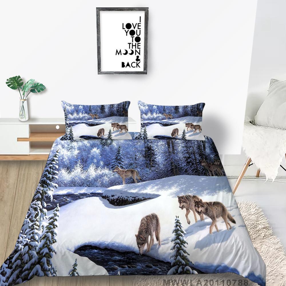 2023 Новый стиль 3D принт волка Постельное белье Утешитель Пододеяльник Пододеяльник Покрывало Постельный комплект из микрофибры Одинарная двойная наволочка королевского размера