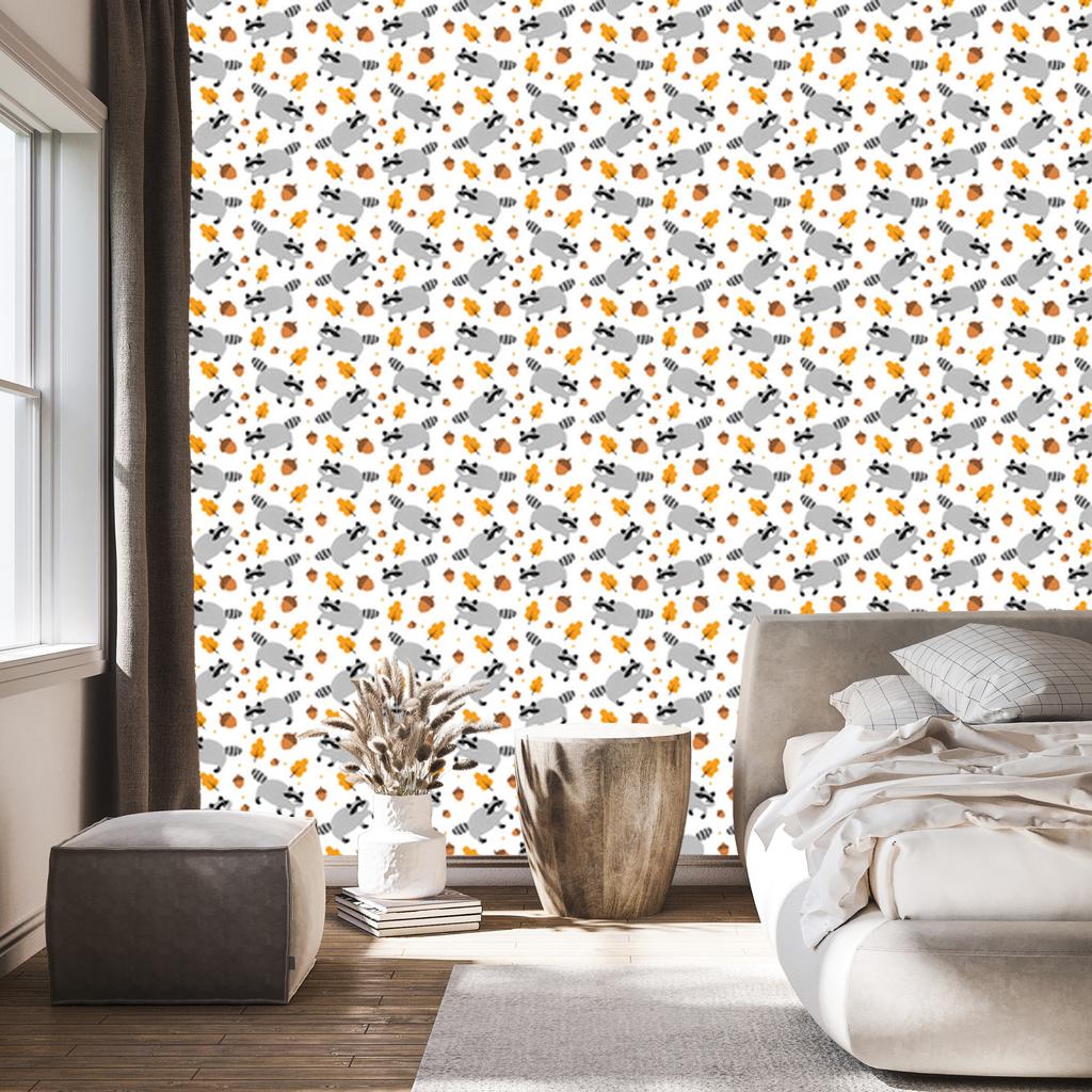 Fox Wallpaper in white, light gray and cream for the living room and bedroom 50x1000