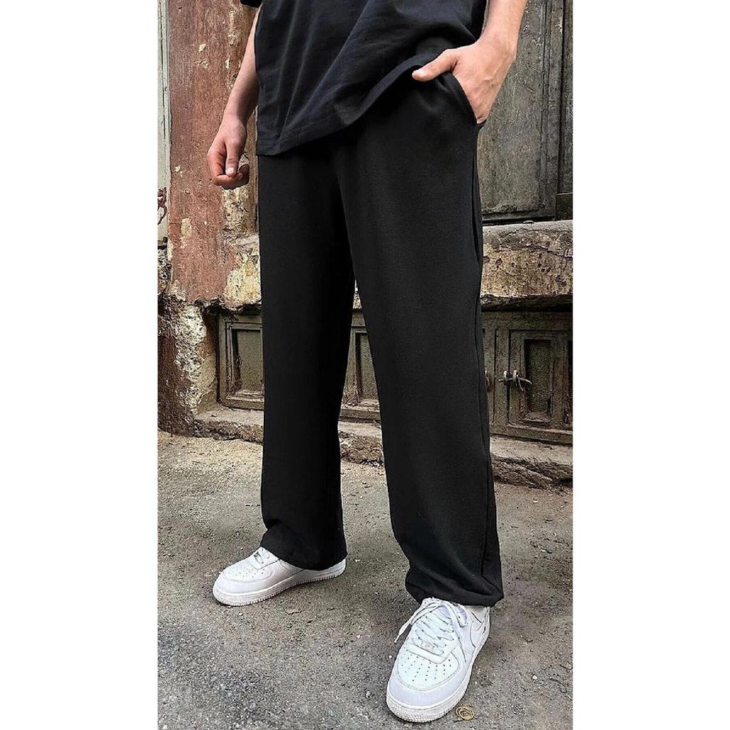 Men's Loose Fit Black Straight Leg Sweatpants