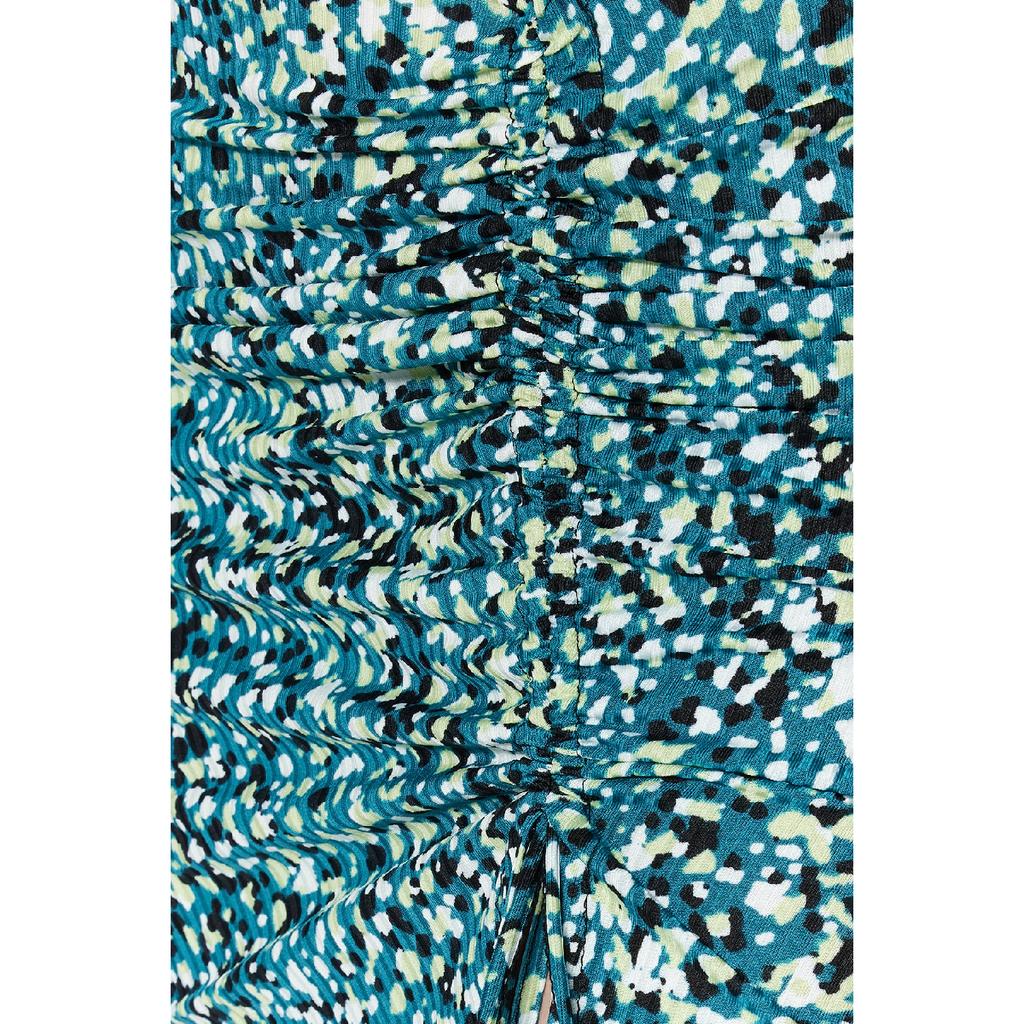 Black Printed Pleated And Slit Fitted High Waist Mini Knitted Skirt Twoaw22et0401