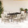 VidaXL Garden Dining Set with Cushions 7 Pcs, Patio Table and Chairs, Outdoor Furniture Terrace, Modern, 3212149