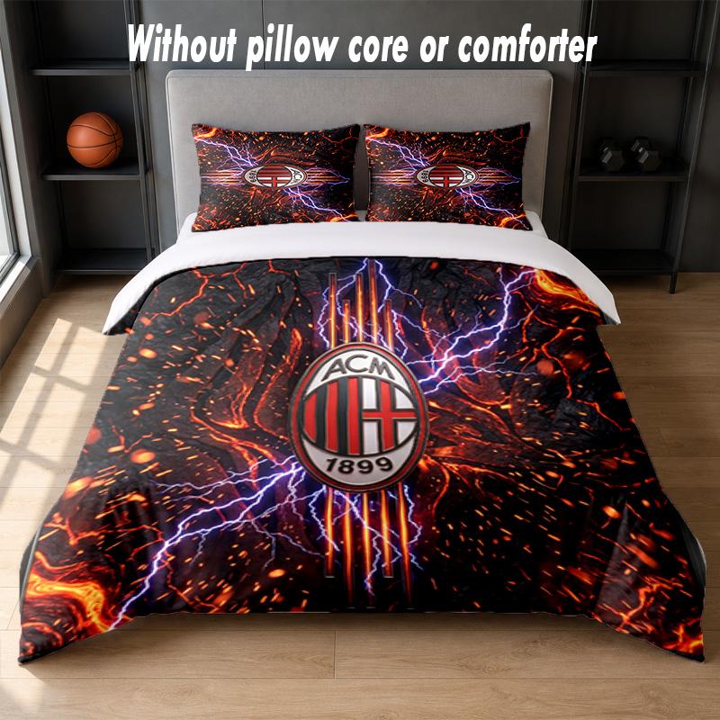 AC Milan Design Bed Bedding Set 1 Duvet Cover + 2 Pillowcases Soft Breathable Household Bed Linens