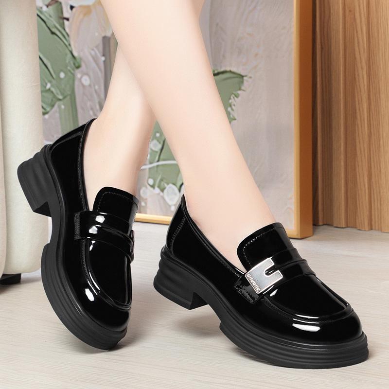 Модные туфли-лоферы на толстой подошве 2024 года, весна, женские туфли в японском стиле, черные туфли-лодочки, женская мода, для девочек, на толстой подошве, каблук