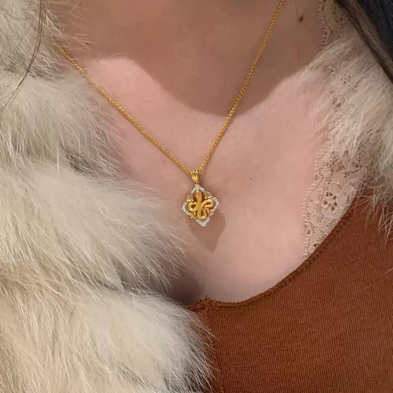 Модное колье-цепочка на ключицу из 18-каратного циркония в виде полой змеи, колье с ретро-темпераментом в стиле легкой роскоши