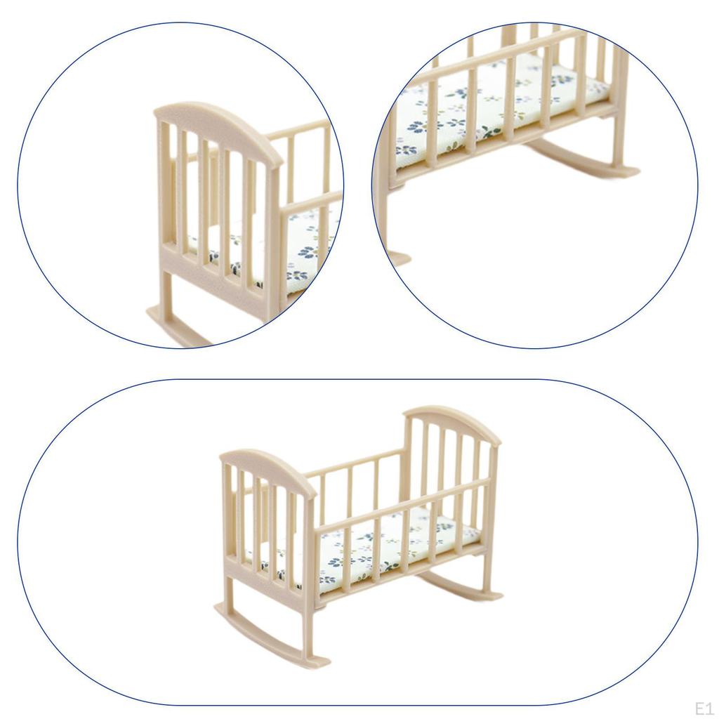 1:12 Miniature Crib Bed Accessories Modern Dolls House Furniture Toy Doll Cradle Ornaments Pretend