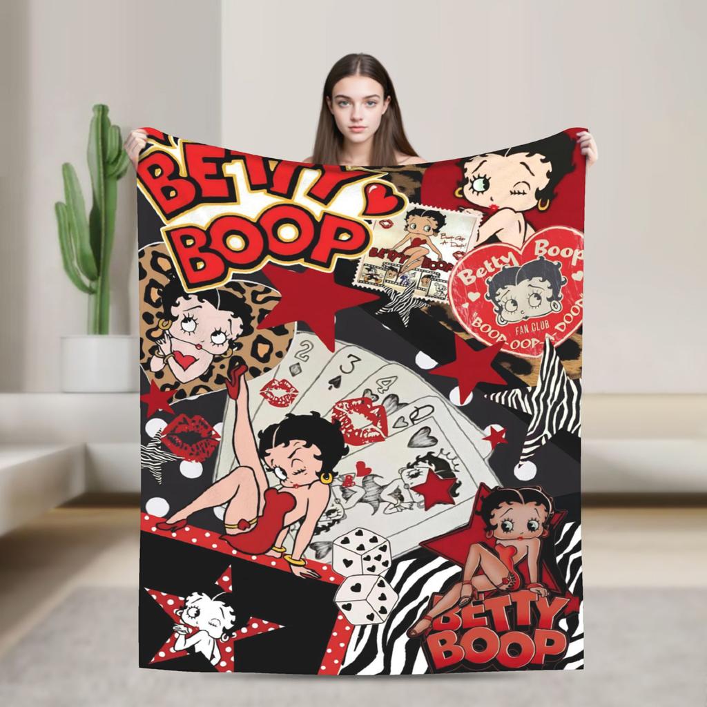 B-Bettys Boops Throw Blanket for Couch Soft Fuzzy Plush Blanket 50x60 Inch Multi-size Bedspread for All Seasons
