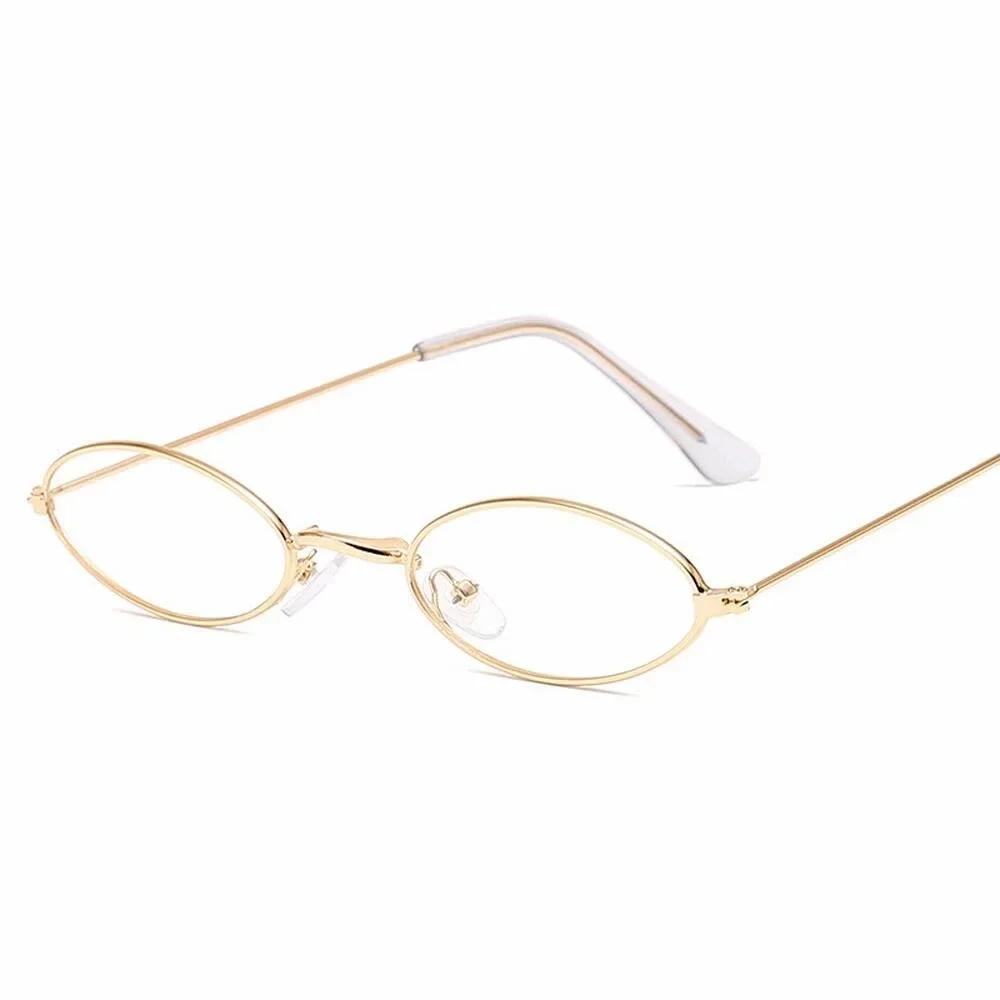 Ретро Маленькие Овальные Солнцезащитные Очки Женские Винтажные Брендовые Оттенки Черный Красный Металлический Цвет Солнцезащитные Очки Для Женщин Модельер Люнетт