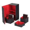 Card Deck Box with 3 Drawers Large Capacity Magnetic Closure PU Leather Game Card Storage Box for Holding Over 200 Cards