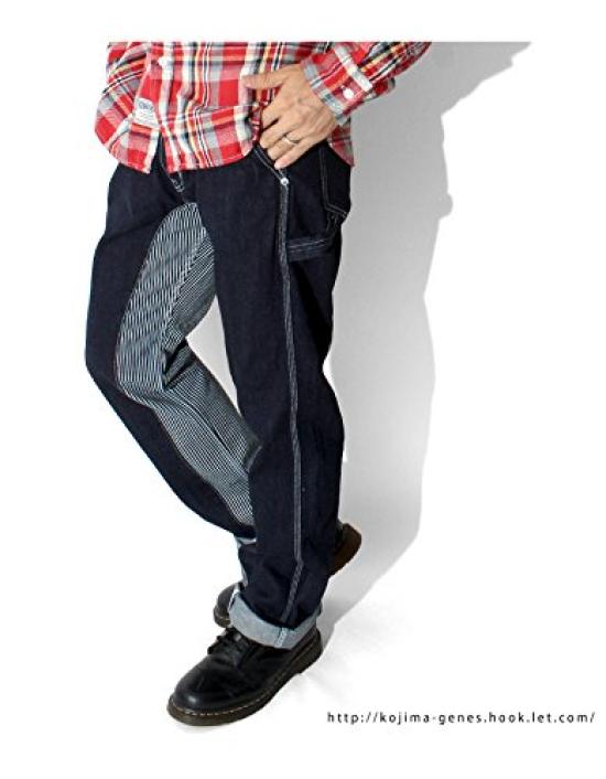 Рабочие брюки Kojima Jeans Monkey Combo Painter, мужские брюки, 40, индиго/хикори