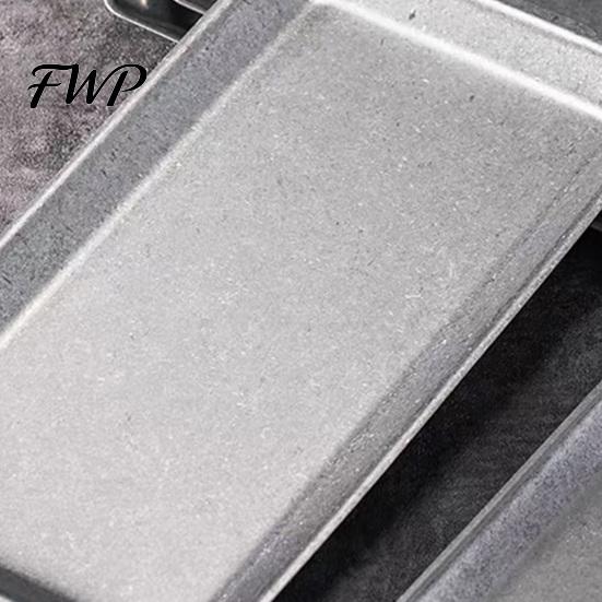 Camping Grill Pan Vintage Stainless Steel Rectangular Tray Retro Industrial BBQ Platter with Food-grade Double Handles Large Heavy Duty Serving