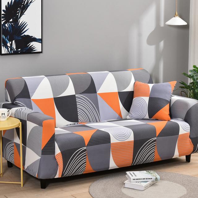 Elastic L-Shaped Sofa Cover Stretch Geometric Design Slipcover For Living Room Corner Couch Cover Durable Fabric