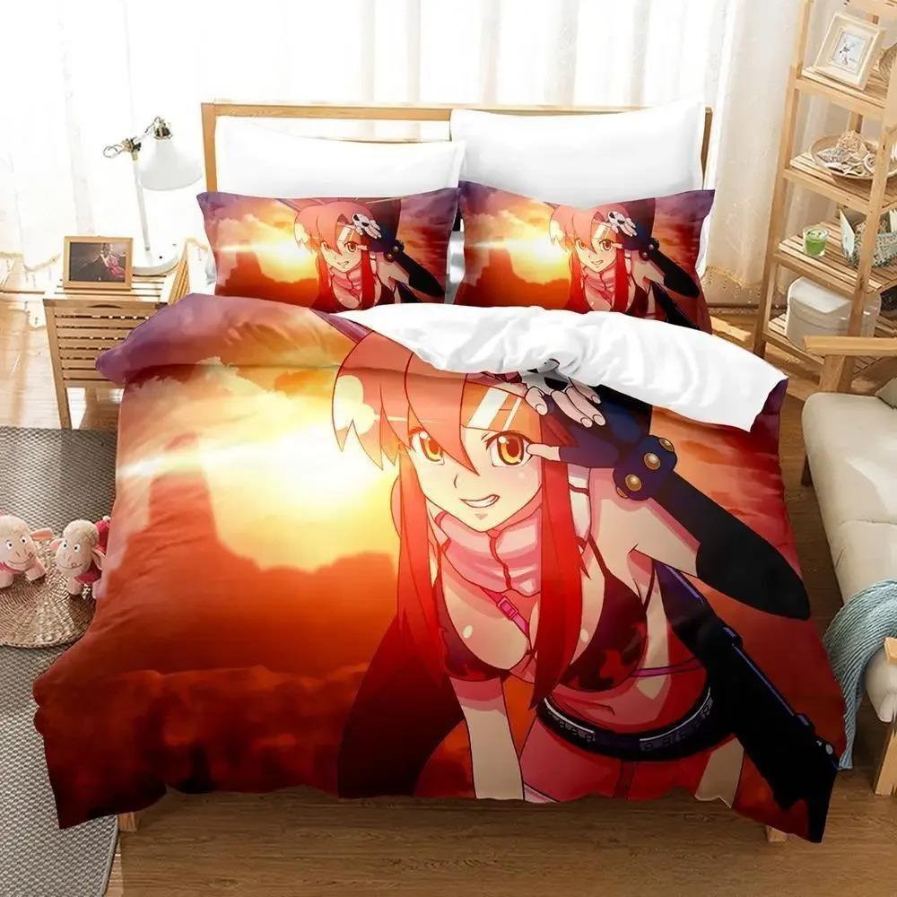 Коллекция постельного белья Tengen Toppa Gurren Lagann Односпальная Полуторная Полная Евро Кинг-сайз Коллекция постельного белья для спальни взрослого ребенка Пододеяльники 3D-печать Аниме