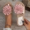 Women's Floral Tassel Slide Sandals Open Toe Flat Heel Fabric Upper  Summer Beach Travel Shoes with Ankle Strap Elegant Round Toe Strappy Sandals