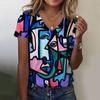 New Women T Shirt Abstract Painting Print Funny Clothes Women Short Sleeve T Shirts Y2k Streetwear Summer Oversized Clothing