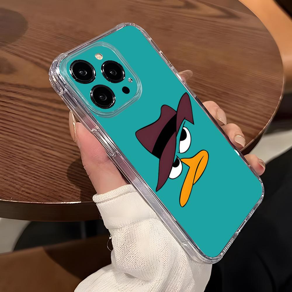 Cartoon Perry The Platypus Phone Case For IPhone 15 Pro Max 16 Pro Max 14 13 11 12 Mini Xs X Xr 7 8 Plus Se Transparent Cover
