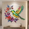 Hand Painted Iron Art Bird Wall Hanging Colorful Flower Colorful Birds Sculpture  Balcony Patio
