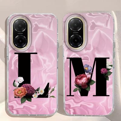 A-Z Черная Буква Пион Цветок Противоударный Чехол для Телефона Для Xiaomi Redmi A5 A3 A4 A1 A2 9A 9C 9 10 Силиконовый Парный Чехол Задняя Крышка