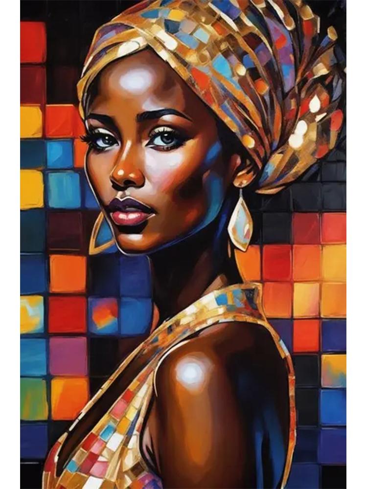 5D Diy Алмазная Картина Африканская Черная Женщина Портрет Настенная Живопись Мозаика Вышивка Девушка Цветная Картина Украшение Гостиной