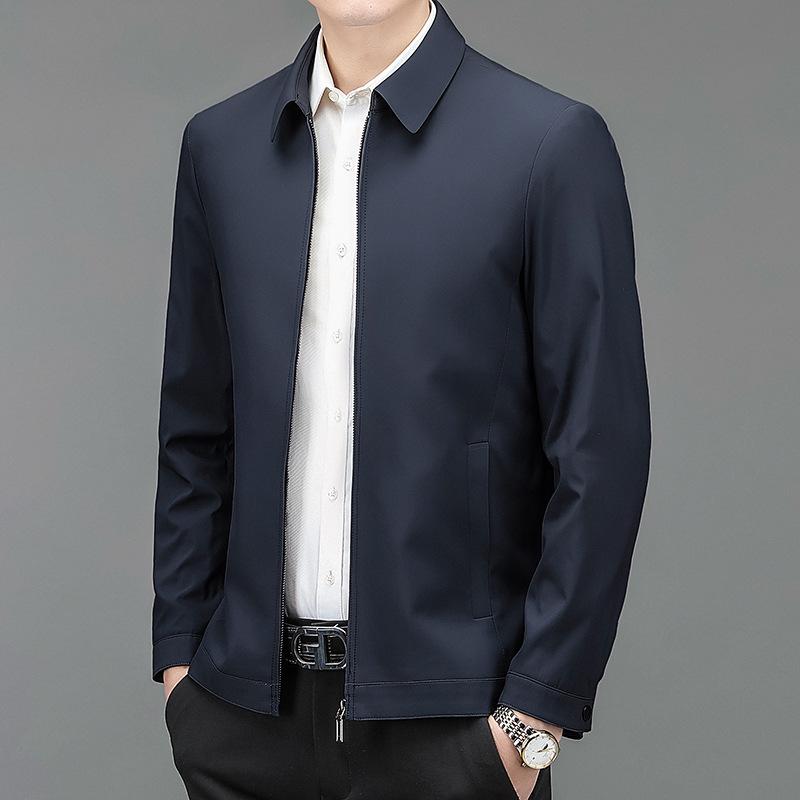 Men's Versatile Windproof Stand Collar Jacket - Spring/Autumn Dad Style, Business Casual.