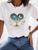(Asian Size) Print  Trend Watercolor Cute Women Tee Top T Shirt Woman Fashion Female Short Sleeve Clothing Graphic T-shirts