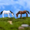 2Pcs Miniature Fairy Garden Horses Animal Micro Landscaping DIY Decor Ornaments