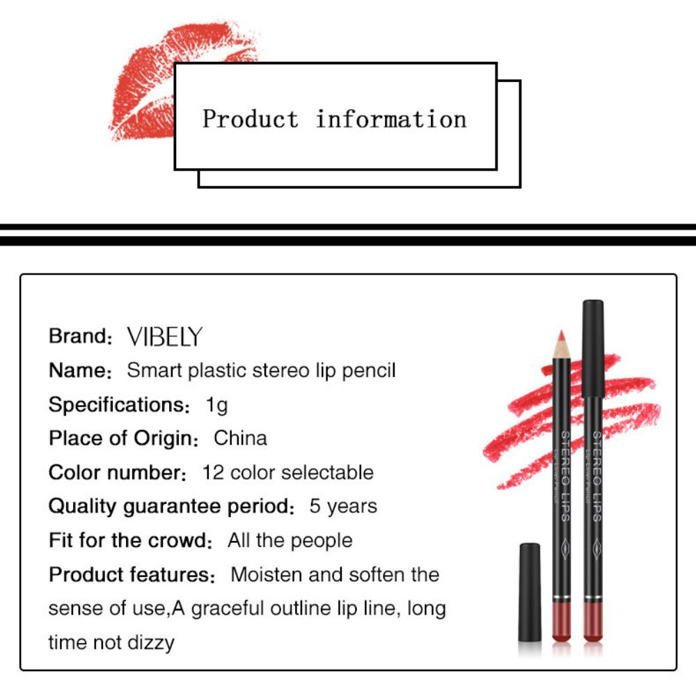 VIBELY 12 Colour Matte Lip Liner Waterproof Lip Trim Lipstick Pencil Lip Pencil