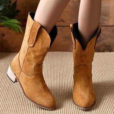 Модные женские вышитые кожаные ботинки ручной работы, острый носок, шпилька, ковбойский вестерн ретро, новая осенне-зимняя серия