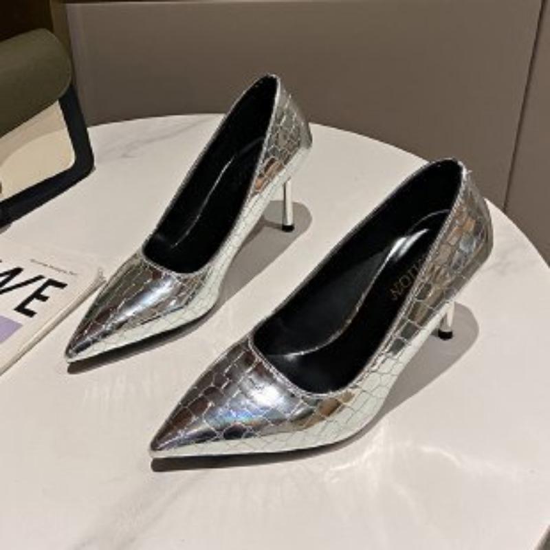 Мода 2025 Лето Новые Остроносые Туфли на Высоком Каблуке Женские Сандалии Повседневная Обувь с Мелким Вырезом Модная Элегантная Платье Женские Туфли-Лодочки Каблуки Женщины