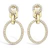 [L7663] - Gold Plated 'Sissi' White Gold Earrings - 30x13 Mm