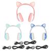 LXB39C Kids Headphone Bluetooth 5.0 Foldable Wireless Glowing Music Cat Ear Headphone for Kids
