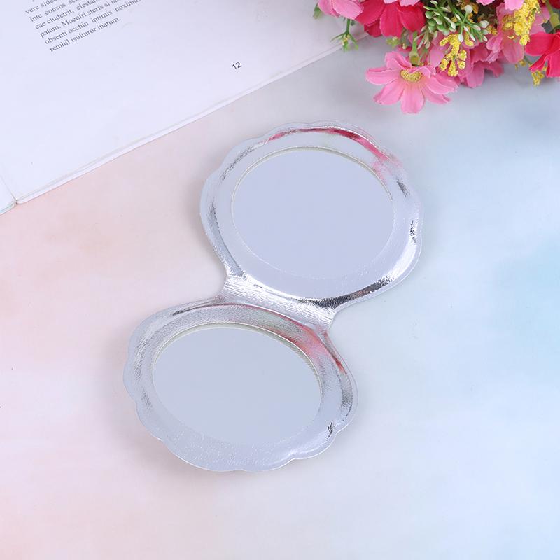 Sea Shell Shape Compact Cosmetic Mirror Pu Leather Double Sided Makeup Magnifier