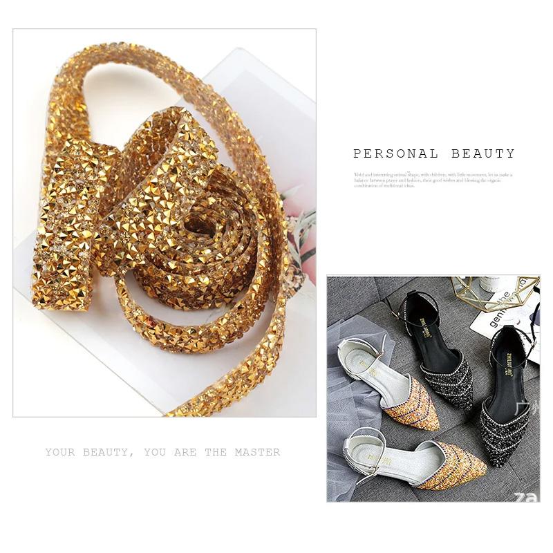 1 ярд лента отделка DIY стразы разноцветные горячей фиксации стразы 1,5 см аксессуары для одежды аппликации швейная лента