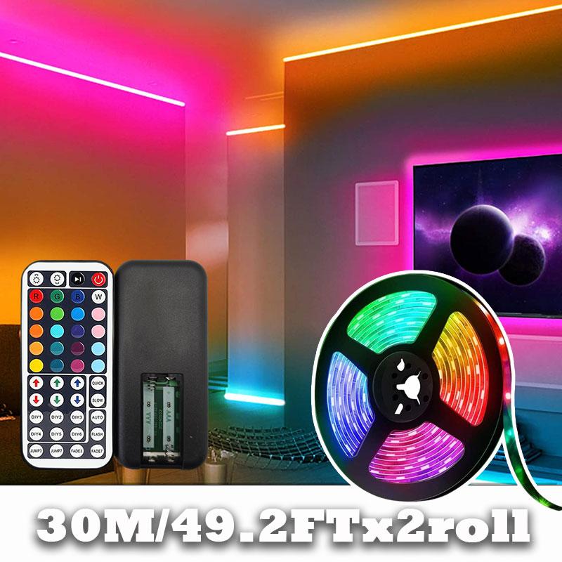 5V RGB Flexible LED Strip Lights, Color Changing Atmosphere Tape Light with 44 Keys Remote for Bedroom Indoor Home Decoration
