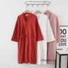 Ramie Cotton Long-Sleeve Bathrobe Nightgown