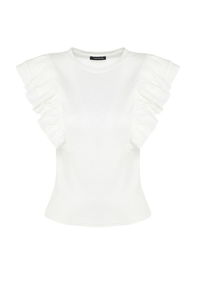 Women's Fashion New Blouse Black Embroidery Detailed Knitted Blouse